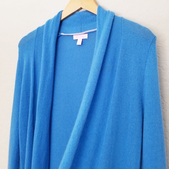 Lilly Pulitzer 100% Cashmere Open Front Longline Pockets Cardigan Blue XS $278 - Picture 4 of 15